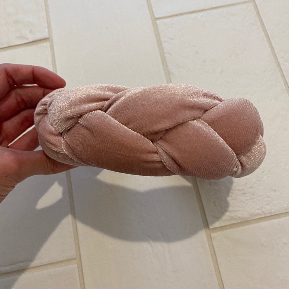 Pink Braided Padded Velvet Headband